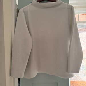 Bohme White Textured Funnel Neck Long Sleeve Top